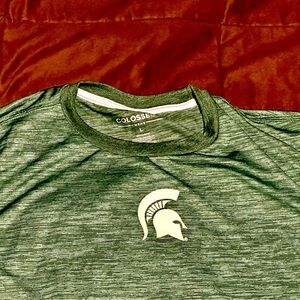 Michigan State Spartans dry-wick fabric, men’s L tee Green brushed look
